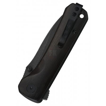 QSP Knife Hawk, 14C28N black stonewashed Blade, Ebony wood handle QS131-P2